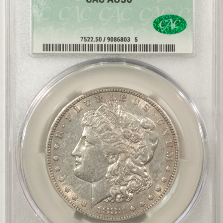 Dollars 1883-S MORGAN DOLLAR, CACG AU-50, ORIGINAL & PQ! CAC!