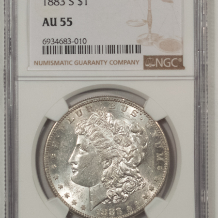 U.S. Certified Coins 1883-S $1 MORGAN DOLLAR – NGC AU-55, FLASHY, LUSTROUS!