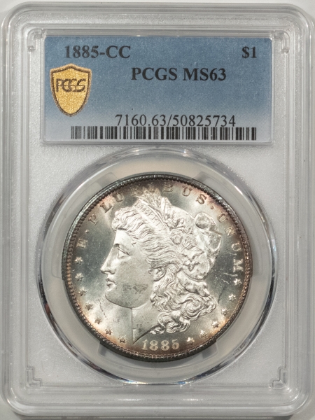 Morgan Dollars 1885-CC $1 MORGAN DOLLAR – PCGS MS-63, FLASHY & PRETTY! CARSON CITY!