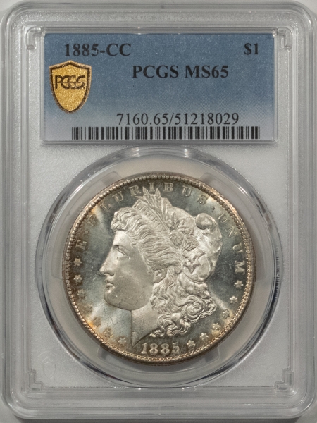 Morgan Dollars 1885-CC $1 MORGAN DOLLAR – PCGS MS-65, PRETTY SEMI-PROOFLIKE! CARSON CITY!