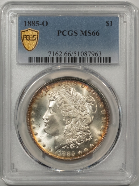 Morgan Dollars 1885-O $1 MORGAN DOLLAR – PCGS MS-66, PRETTY! SUPER LUSTROUS!