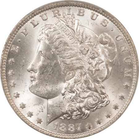 Dollars 1887-O MORGAN DOLLAR, CACG MS-61, ORIGINAL, BLAST-WHITE & PQ! CAC!