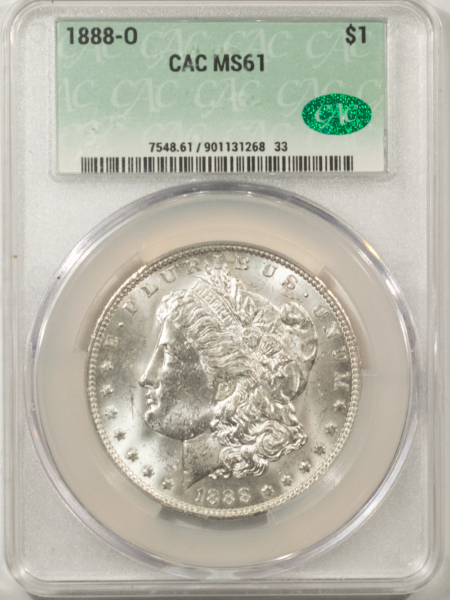 Dollars 1888-O MORGAN DOLLAR, CACG MS-61, ORIGINAL, BLAST-WHITE & PQ! CAC!