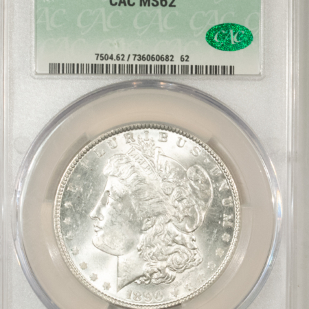 New Store Items 1890 MORGAN DOLLAR, CACG MS-62, ORIGINAL, BLAST-WHITE & PQ! CAC!