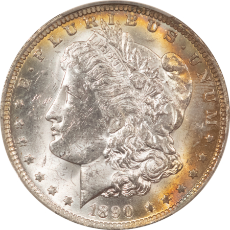 Dollars 1890-O MORGAN DOLLAR, CACG MS-60, LUSTROUS WHITE W/ PRETTY TONING & PQ-CAC!