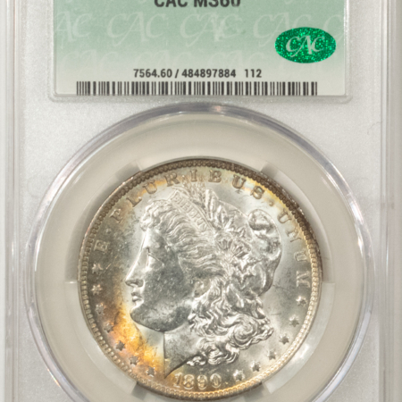 Dollars 1890-O MORGAN DOLLAR, CACG MS-60, LUSTROUS WHITE W/ PRETTY TONING & PQ-CAC!