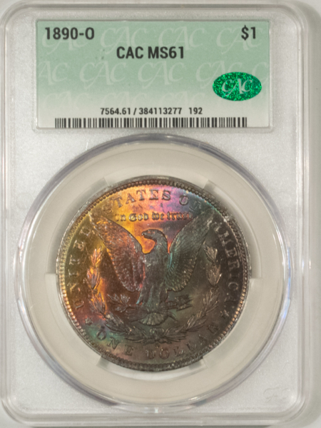 Dollars MONSTER TONED 1890-O MORGAN DOLLAR, CACG MS-61, ORIGINAL, GORGEOUS & PQ! CAC!