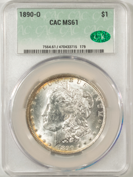 Dollars 1890-O MORGAN DOLLAR, CACG MS-61, ORIGINAL, BLAST WHITE & PQ! CAC!