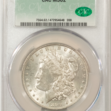 New Store Items 1890-O MORGAN DOLLAR, CACG MS-62, ORIGINAL, BLAST WHITE & PQ! CAC!