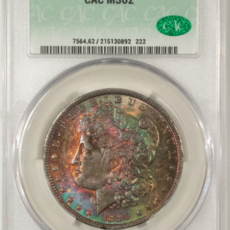 New Store Items MONSTER TONED 1890-O MORGAN DOLLAR, CACG MS-62, ORIGINAL, GORGEOUS & PQ! CAC!