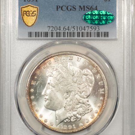 Morgan Dollars 1891 MORGAN DOLLAR PCGS MS-64 CAC APPROVED, PREMIUM QUALITY+!