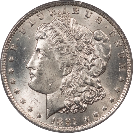 Morgan Dollars 1891-CC $1 MORGAN DOLLAR – PCGS MS-63, BLAST WHITE! CARSON CITY!