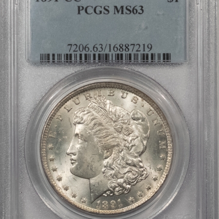 Morgan Dollars 1891-CC $1 MORGAN DOLLAR – PCGS MS-63, BLAST WHITE! CARSON CITY!