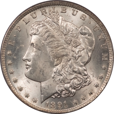 Morgan Dollars 1891-CC $1 MORGAN DOLLAR – PCGS MS-63, BLAST WHITE! CARSON CITY!