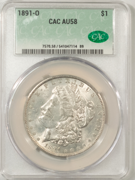 CAC Approved Coins 1891-O $1 MORGAN DOLLAR – CACG AU-58, CAC! FRESH & PQ!