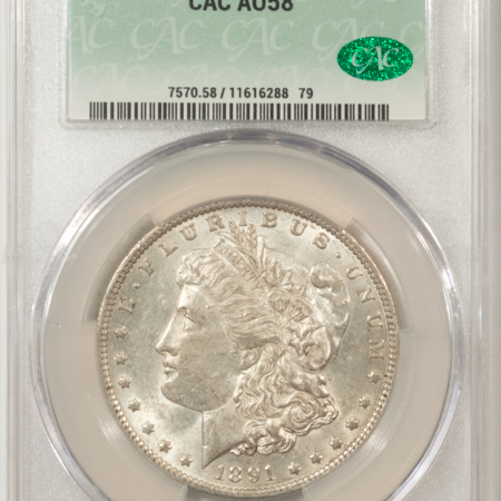 CAC Approved Coins 1891-O $1 MORGAN DOLLAR – CACG AU-58, CAC! FRESH & PQ!