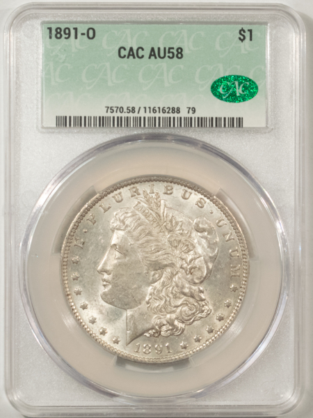 CAC Approved Coins 1891-O $1 MORGAN DOLLAR – CACG AU-58, CAC! FRESH & PQ!