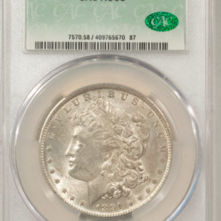 CAC Approved Coins 1891-O $1 MORGAN DOLLAR – CACG AU-58, CAC! FRESH & PQ, LOOKS UNC!