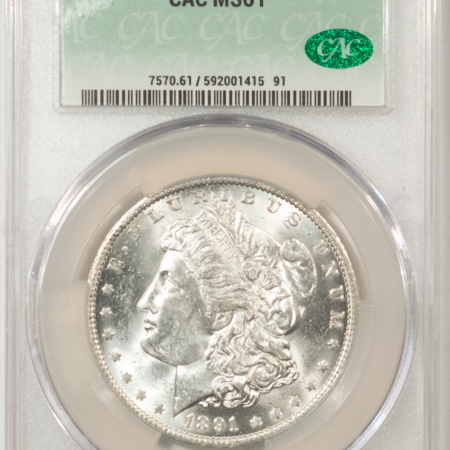 CAC Approved Coins 1891-O $1 MORGAN DOLLAR – CACG MS-61, CAC! FLASHY & NICE!