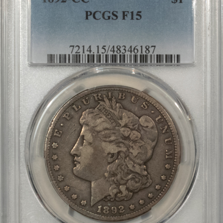 Morgan Dollars 1892-CC $1 MORGAN DOLLAR – PCGS F-15, CARSON CITY!