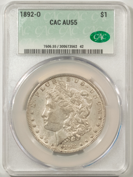 CAC Approved Coins 1892-O $1 MORGAN DOLLAR – CACG AU-55, CAC!