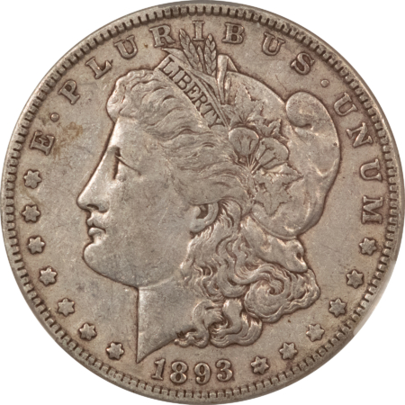 CAC Approved Coins 1893 $1 MORGAN DOLLAR – CACG VF-35, CAC! NICE ORIGINAL TOUGH DATE!