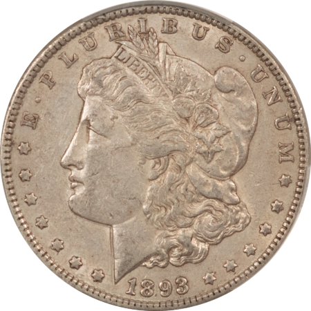 CAC Approved Coins 1893 $1 MORGAN DOLLAR – CACG XF-45, CAC! SUPER ORIGINAL & LOOKS AU!