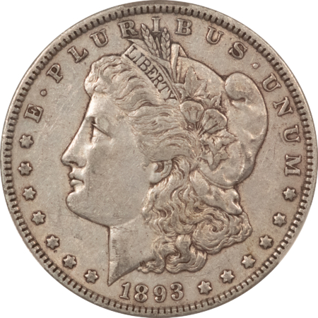 CAC Approved Coins 1893 $1 MORGAN DOLLAR – CACG XF-45, CAC! SUPER NICE, ORIGINAL W/ RETAINED LUSTER