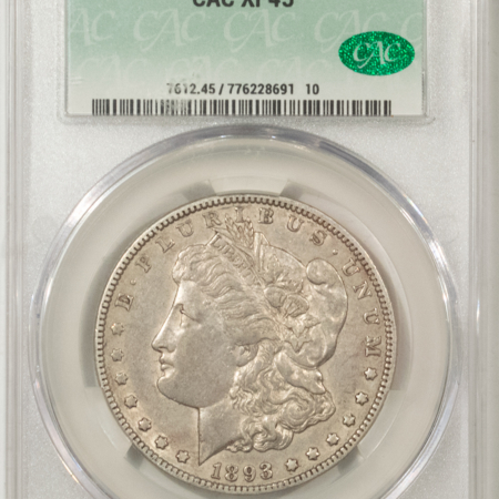 CAC Approved Coins 1893-O $1 MORGAN DOLLAR – CACG XF-45, CAC! PQ & LOOKS AU! TOUGH DATE!