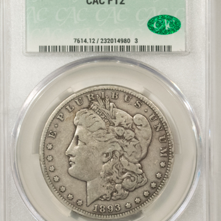 CAC Approved Coins 1893-S $1 MORGAN DOLLAR – CACG F-12, PERFECT, PREMIUM QUALITY! CAC! KEY-DATE!