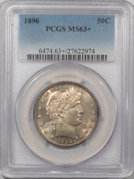 Barber Halves 1896 BARBER HALF DOLLAR – PCGS MS-63+, FRESH & PREMIUM QUALITY!