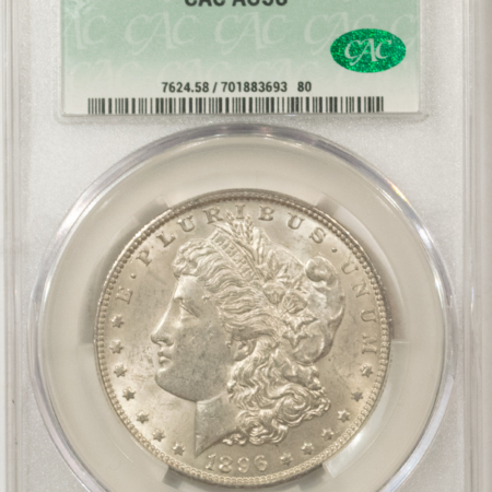 CAC Approved Coins 1896-O $1 MORGAN DOLLAR – CACG AU-58, LOOKS MS! PREMIUM QUALITY! CAC!