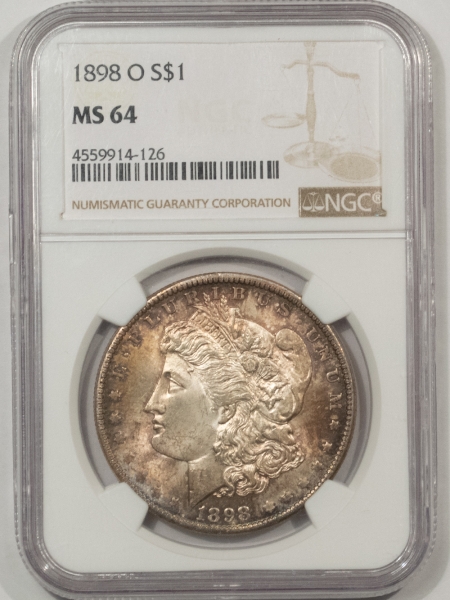 Morgan Dollars 1898-O $1 MORGAN DOLLAR – NGC MS-64, PRETTY!