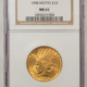 $10 1908-D $10 INDIAN GOLD EAGLE, NO MOTTO – PCGS MS-61 SAINT GAUDENS HOLDER, SCARCE