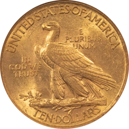 $10 1908 $10 INDIAN GOLD EAGLE, MOTTO – NGC MS-61, LUSTROUS!