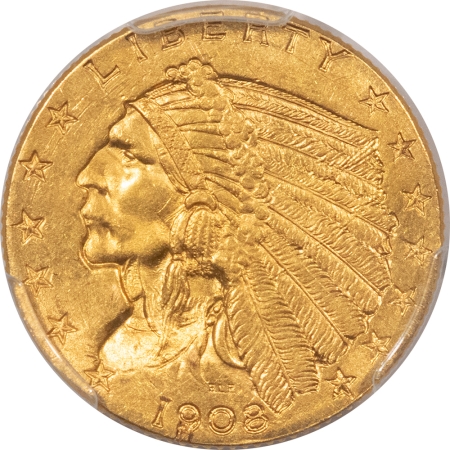 $2.50 1908 $2.50 INDIAN GOLD QUARTER EAGLE – PCGS MS-62, POPULAR FIRST YEAR ISSUE!