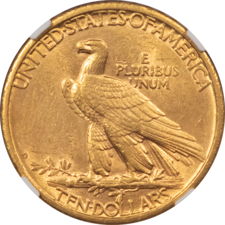 $10 1908-D $10 INDIAN GOLD EAGLE, NO MOTTO – NGC MS-61, SMOOTH LUSTROUS & TOUGH!