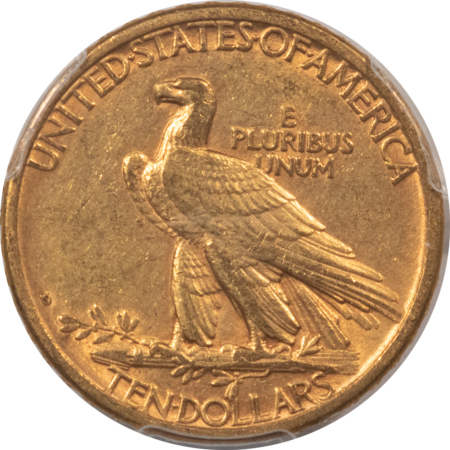 $10 1908-D $10 INDIAN GOLD EAGLE, NO MOTTO – PCGS MS-61 SAINT GAUDENS HOLDER, SCARCE