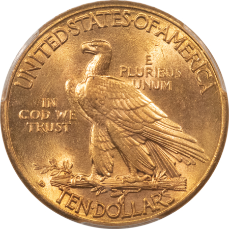 $10 1908-D $10 INDIAN GOLD EAGLE, W/ MOTTO – PCGS MS-63, FLASHY CHOICE & SCARCE!