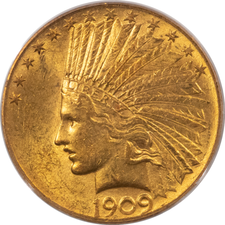 $10 1909 $10 INDIAN GOLD EAGLE – PCGS MS-62, LUSTROUS, SOMEWHAT TOUGHER DATE!