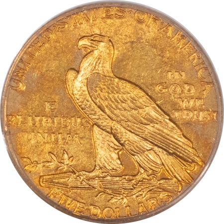 $5 1909 $5 INDIAN GOLD HALF EAGLE – PCGS MS-63, OLD GREEN HOLDER, PREMIUM QUALITY!