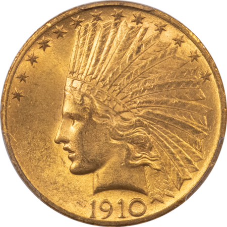 $10 1910 $10 INDIAN GOLD EAGLE – PCGS MS-62, FRESH & PQ!