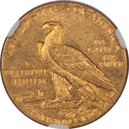 $5 1910 $5 INDIAN GOLD HALF EAGLE – NGC MS-63, ORIGINAL, BETTER DATE!