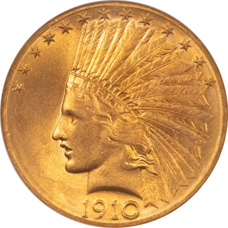 $10 1910-D $10 INDIAN GOLD EAGLE – NGC MS-62, LUSTROUS & PRETTY!