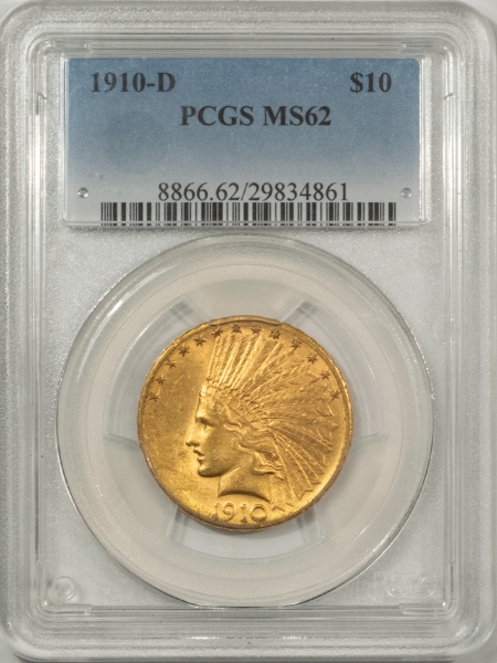 $10 1910-D $10 INDIAN GOLD EAGLE – PCGS MS-62, FLASHY & LOOKS CHOICE!