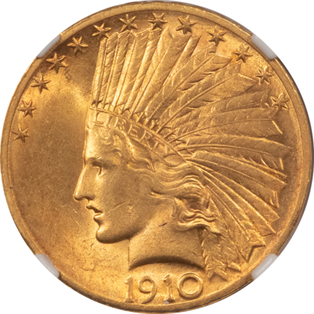 $10 1910-S $10 INDIAN GOLD EAGLE – NGC MS-61 LUSTROUS BETTER DATE!