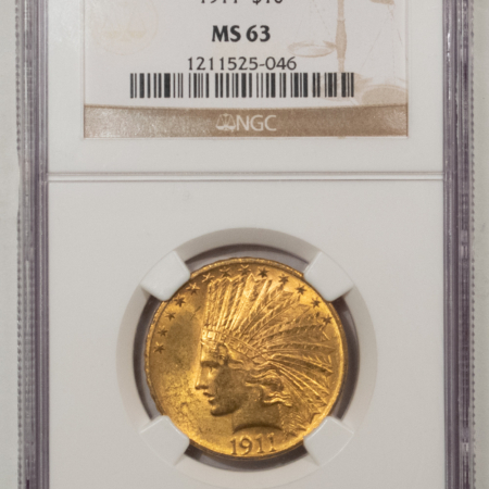 $10 1911 $10 INDIAN GOLD EAGLE – NGC MS-63, ORIGINAL