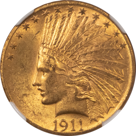 $10 1911 $10 INDIAN GOLD EAGLE – NGC MS-63, ORIGINAL