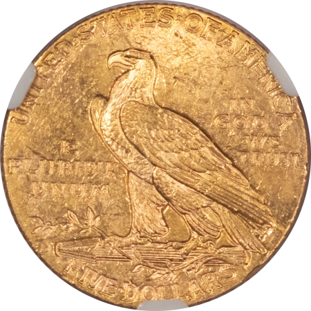 $5 1911-S $5 INDIAN GOLD HALF EAGLE – NGC MS-61, SUPER LUSTER & FRESH! TOUGH DATE!