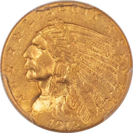 $2.50 1912 $2.50 INDIAN GOLD, PCGS MS-62, BETTER EARLY DATE AND VIRTUALLY CHOICE!